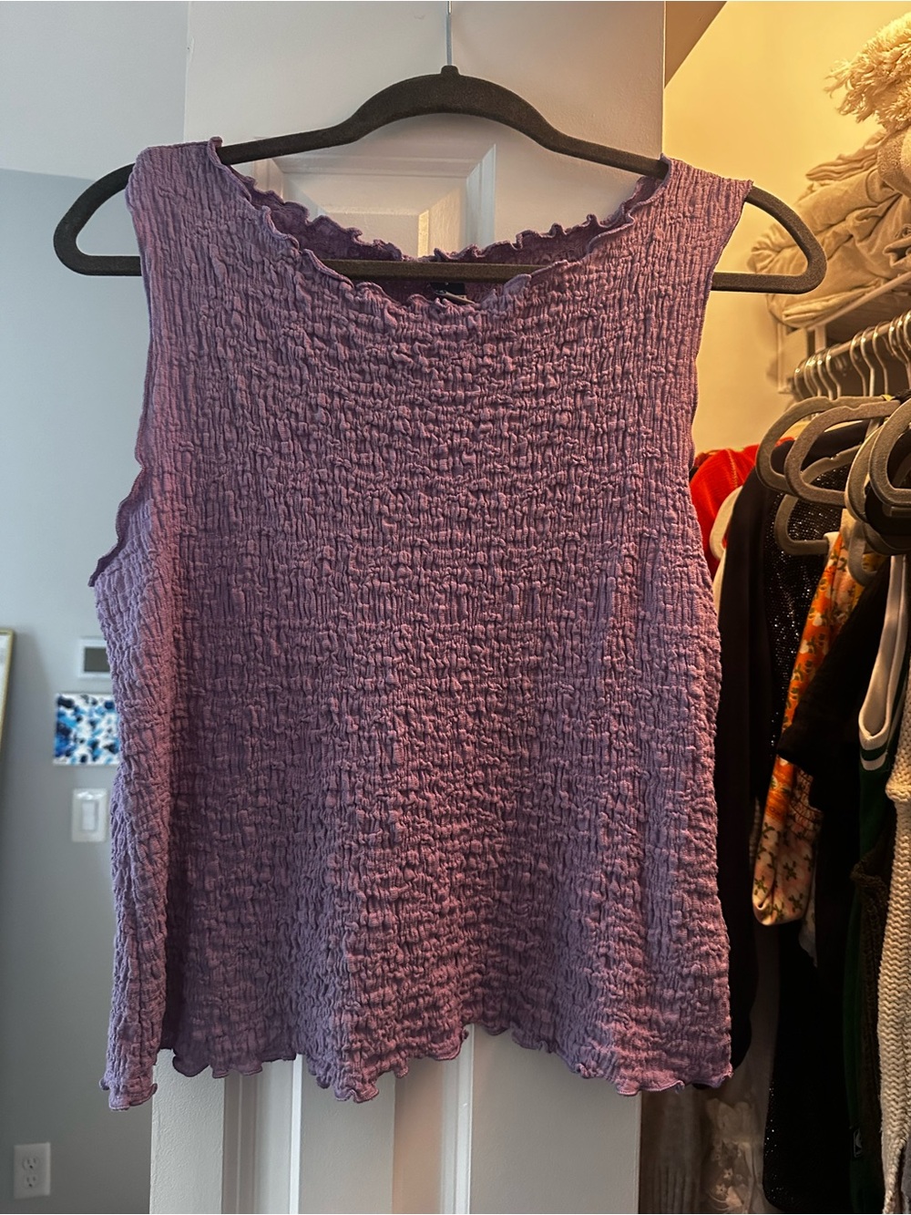 Purple Crinkle Tank Top